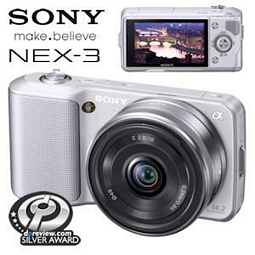 Digitalkamera Sony NEX-3A (Silber) inkl. 16 mm Objektiv