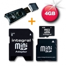 Integral microSDHC Card 4 GB Class 4 + microSD-Adapter
