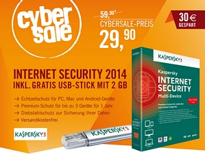 Kaspersky Internet Security 2014 DVD Multi Device (Mac/Win/Android) + 2GB USB Stick