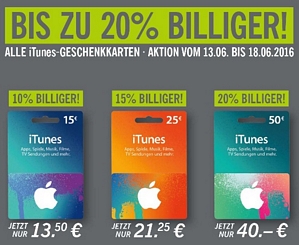 LIDL: 20 Prozent Rabatt auf iTunes-Karten