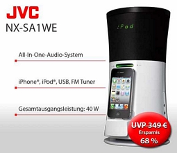 JVC NX-SA1WE All-In-One-Audio-System (Tower-Design mit vier integrierten Lautsprechern)