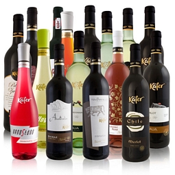 6 Flaschen Käfer Feinkost Wein – Weißwein, Rotwein und Rosé für 19,99 Euro
