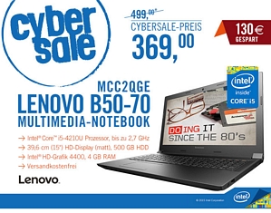 Lenovo B50-70 15,6 Zoll Notebook mit Core i3-CPU und 4GB Ram (MCC2QE)