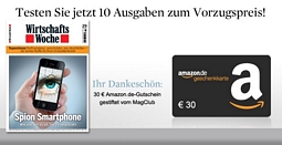 Miniabo 10x WirtschaftsWoche + 30 Euro Amazon-Gutschein + 5 Euro ShoppingBon Gutschein
