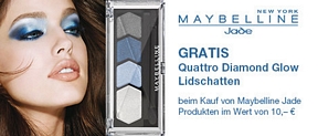 Gratis Maybelline Jade Quattro Diamond Glow Lidschatten beim Kauf von Maybelline Jade Produkten im Wert von mindestens 10 Euro