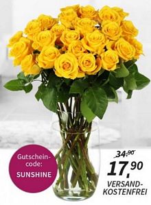 Miflora: Blumenstrauß Florida für 17,90 Euro inkl. Versand (mit 26 gelben Rosen)