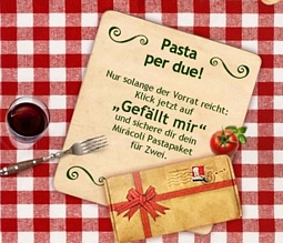 Facebook: Fan der Mirácoli-Fanpage werden und ein Pasta-Paket kostenlos erhalten