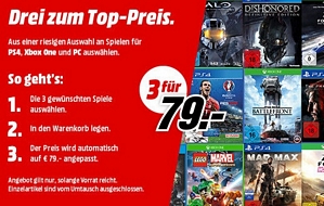 Media Markt: 3 Spiele für 79,00 Euro [Xbox One/PS4/PC]