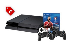 SONY PlayStation 4 Konsole CUH-1216A 500GB Schwarz inkl. UEFA Euro 2016 und 2 Controllern