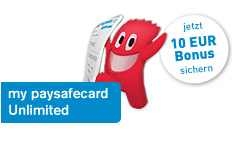 my paysafecard unlimited – 5 Euro Bonus kostenlos (kann mit weiteren 5 Euro in 10 Euro Amazon-Gutschein umgetauscht werden)