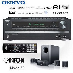 Onkyo TX-SR309 5.1-Kanal AV-Receiver + Canton Movie 70 SW Heimkinosystem