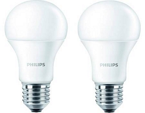 Doppelpack Philips LED E27 (9 Watt = 60 Watt) Warmweiß Glühlampenform