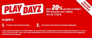 Media Markt – Play Dayz – 20 Prozent Rabatt auf alle vorrätigen PS4-Konsolen