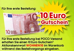 POCO-Versand: 10,00 Euro bei der ersten Bestellung geschenkt