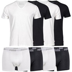 Puma 2er Pack T-Shirts (V-/R-Neck) oder Boxershorts