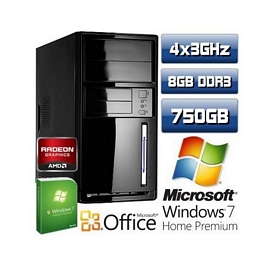 Desktop-PC Quad Core AMD QUAD A8 3870K 8GB 750GB Windows7 Premium 64