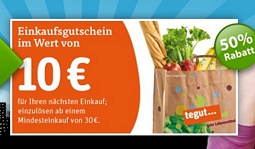 Quicker: tegut-Gutschein im Wert von 10 Euro für 5 Euro