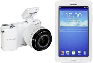 Samsung NX2000 Weiß Systemkamera mit 20-50mm Objektiv + Galaxy Tab 3 7.0 Lite WiFi 8GB