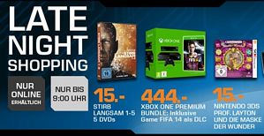 Saturn Latenight-Shopping am 16. April 2014 z.B. mit dem Microsoft Xbox One Premium Bundle inkl. FIFA 14 für 444 Euro