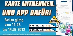 Saturn: 20 Prozent Rabatt auf iTunes-/App-Store-Karten (15 Euro Karte für 12 Euro, 25 Euro Karte für 20 Euro und 50 Euro Karte für 40 Euro)