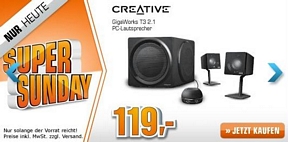 Saturn Super Sunday-Angebote am 24.Februar u.a. mit dem Creative GigaWorks T3 2.1 Lautsprechersystem für 119 Euro