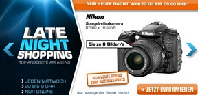 Saturn Latenight-Shopping am 18. September 2013 z.B. die Nikon D7000 18-55mm VR Spiegelreflexkamera (idealo: 730 Euro)