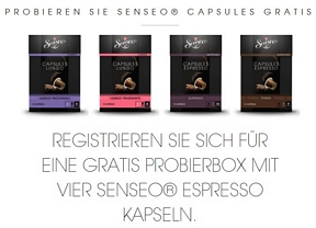Kostenlose Probierbox mit vier verschiedenen Senseo Espresso Kapseln