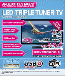 Sharp LC46LE542E 46 Zoll LED-TV mit Energieeffizienzklasse A+ und Triple-Tuner