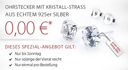 Silvity: Ohrstecker mit Kristall-Strass aus echtem 925er Silber für 0,00 Euro (nur Versandkosten)