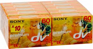 Sony DVM60PR Videocassette MiniDV Video Kassette 60Min Premium Sparpaket 10-Pack