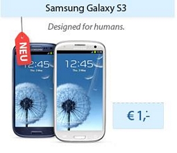 Samsung Galaxy S3 (i9300) Smartphone + Telekom Special Call & Surf Mobil-Vertrag für 1 Euro