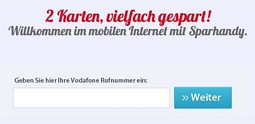 Für Sparhandy-Vodafone-Kunden: Zweitkarte mit Vodafone UMTS-Flat für effektiv 4,20 Euro/Monat