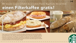 Starbucks: Gratis Filterkaffee zu jedem Panini, Bagel oder Bread Stick