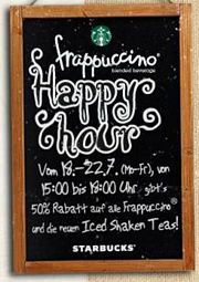 Vom 18. – 22.07. von 15:00 – 18:00 Uhr 50% Rabatt auf alle Frappucino und Iced Shaken Teas bei Starbucks