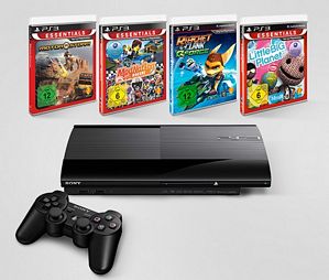 Sony PlayStation 3 (PS3) Super slim 12GB + Ratchet & Clank: Q-Force + ModNation Racers + Little Big Planet + MotoStorm