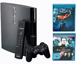 Playstation 3 Slim 250GB + Blu-ray Illuminati + Blu-ray The Dark Knight