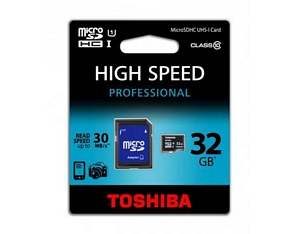 Toshiba 32GB microSDHC Class 10 Speicherkarte + Adapter