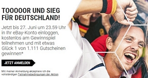 Ebay: 1.111 Gutscheine mit 10 Prozent Rabatt je erzieltem Tor der Deutschen Nationalmannschaft