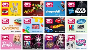 ToysRUS – diverse 20 Prozent-Aktionen u.a. auf LEGO-Artikel, Hot Wheels und Hasbro
