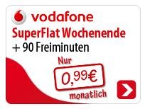 eteleon: Vodafone Wochenend-Festnetz Flatrate + Wochenend-Vodafone Flatrate + 60 Frei-Minuten monatlich + Handy-Internet Flatrate für effektiv 3,99 Euro pro Monat