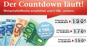 Jahresabo der Zeitschrift Wirtschaftswoche für effektiv 48,80 Euro (Normalpreis: 238,80 Euro)