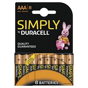 40 Batterien Duracell Micro AAA Alkaline Simply LR3 5 x im 8er Blister