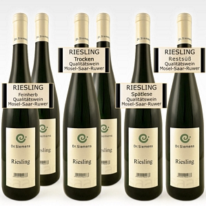 6 Flaschen Dr. SIEMENS Riesling Weinset Deutschland Wein Weißwein Spätlese Feinherb