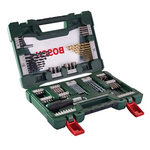 Bosch 91-tlg. TiN Bohrer- und Bit-Set mit Ratsche und Magnetstab 2607017195