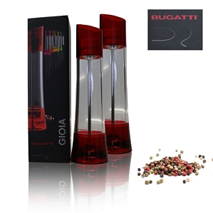 2er Set Bugatti Glamour Design Salz- oder Pfeffermühle in Rot