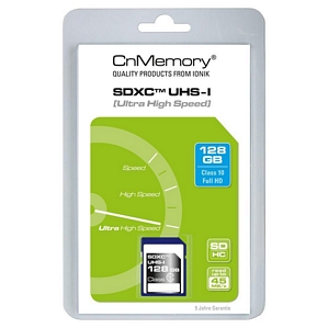 CnMemory 128GB Speicherkarte SDXC Class 10 UHS 1 (75589)