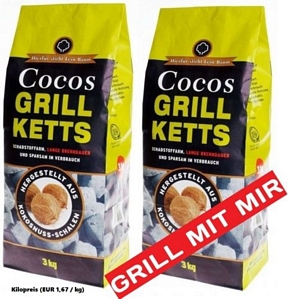 6kg Cocos Grill Briketts Premium Holzkohle Grillkohle aus Kokosnuss – ökologisch