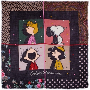 Codello Peanuts Snoopy Charlie Brown XXL Schal Tuch 100% Wolle 120 x 120 cm