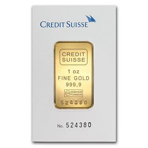Credit Suisse-Goldbarren 1 oz. Feinheit: 999,9 (in Zertifikat)