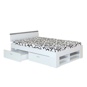 Funktionsbett Weiß 120×200 Bett + Bettkasten Lattenrost Federkern Matratze